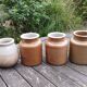 4 anciens pot moutarde en grès brun