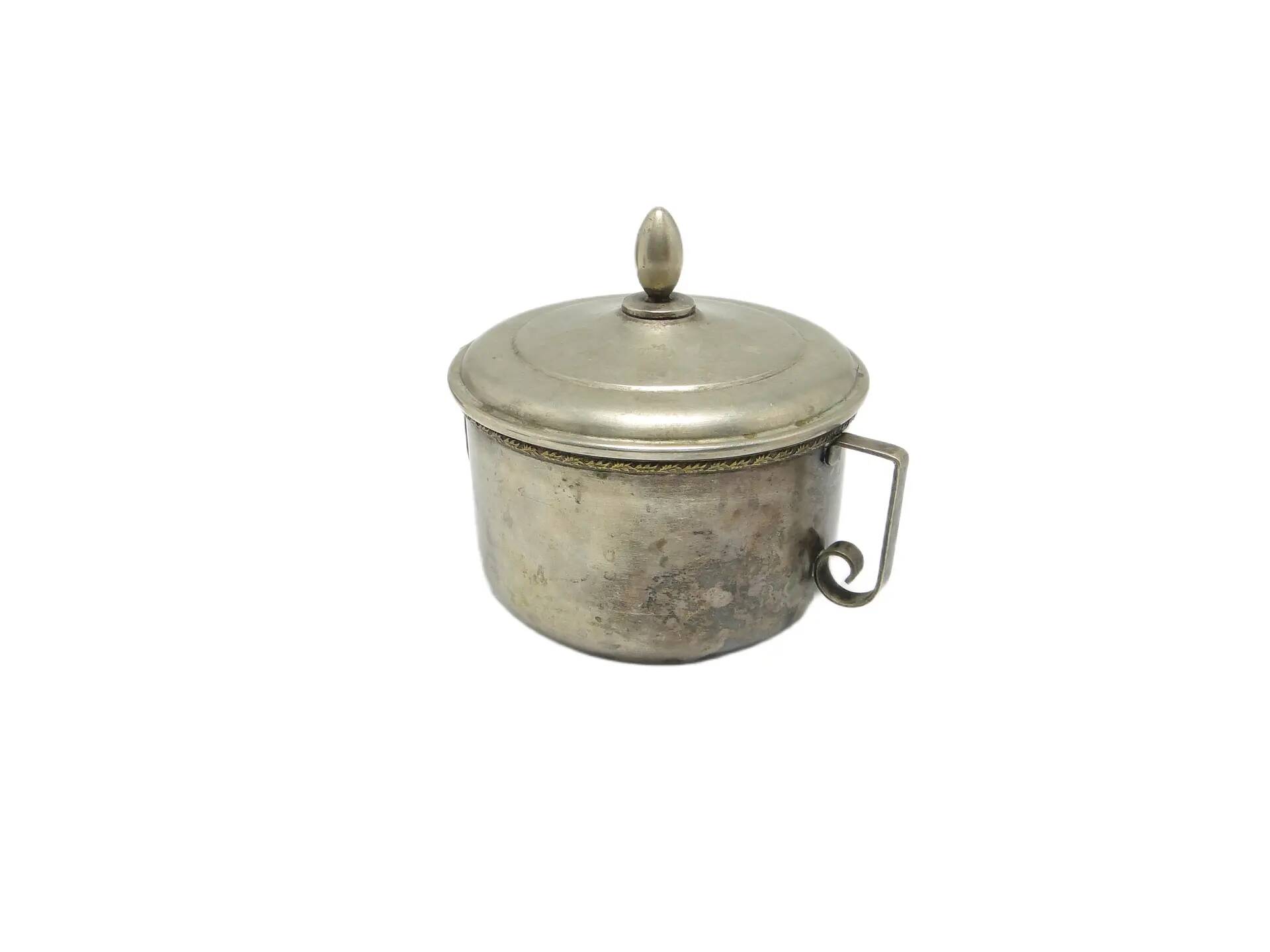 Sugar bowl, mid-century modern, silver-plated brass, Poland, 1960s.