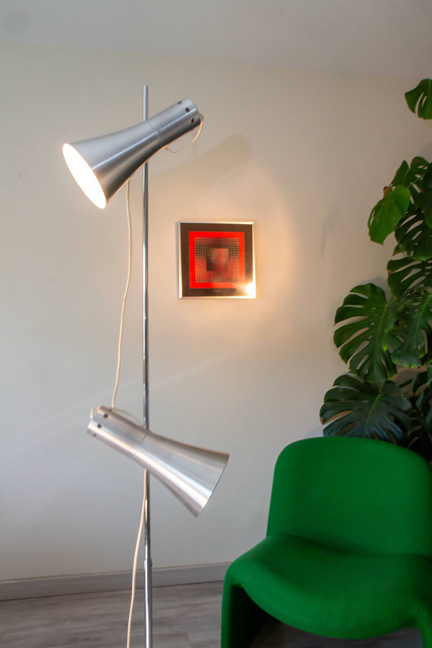 Lampadaire 70's, Italie, chrome et aluminium