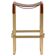 Contemporary kitchen stool, aged brass metal and cognac leather.