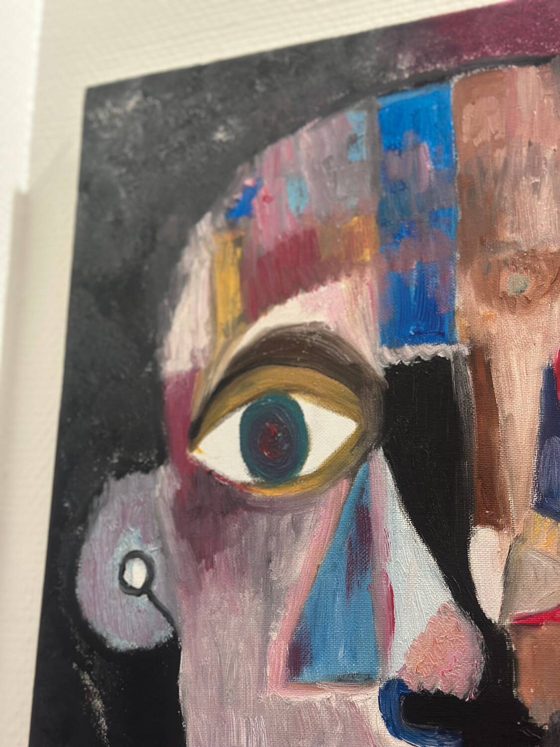 Contemporary painting face portrait geometric cubism expressionism "DUALITY" - Original work on canvas