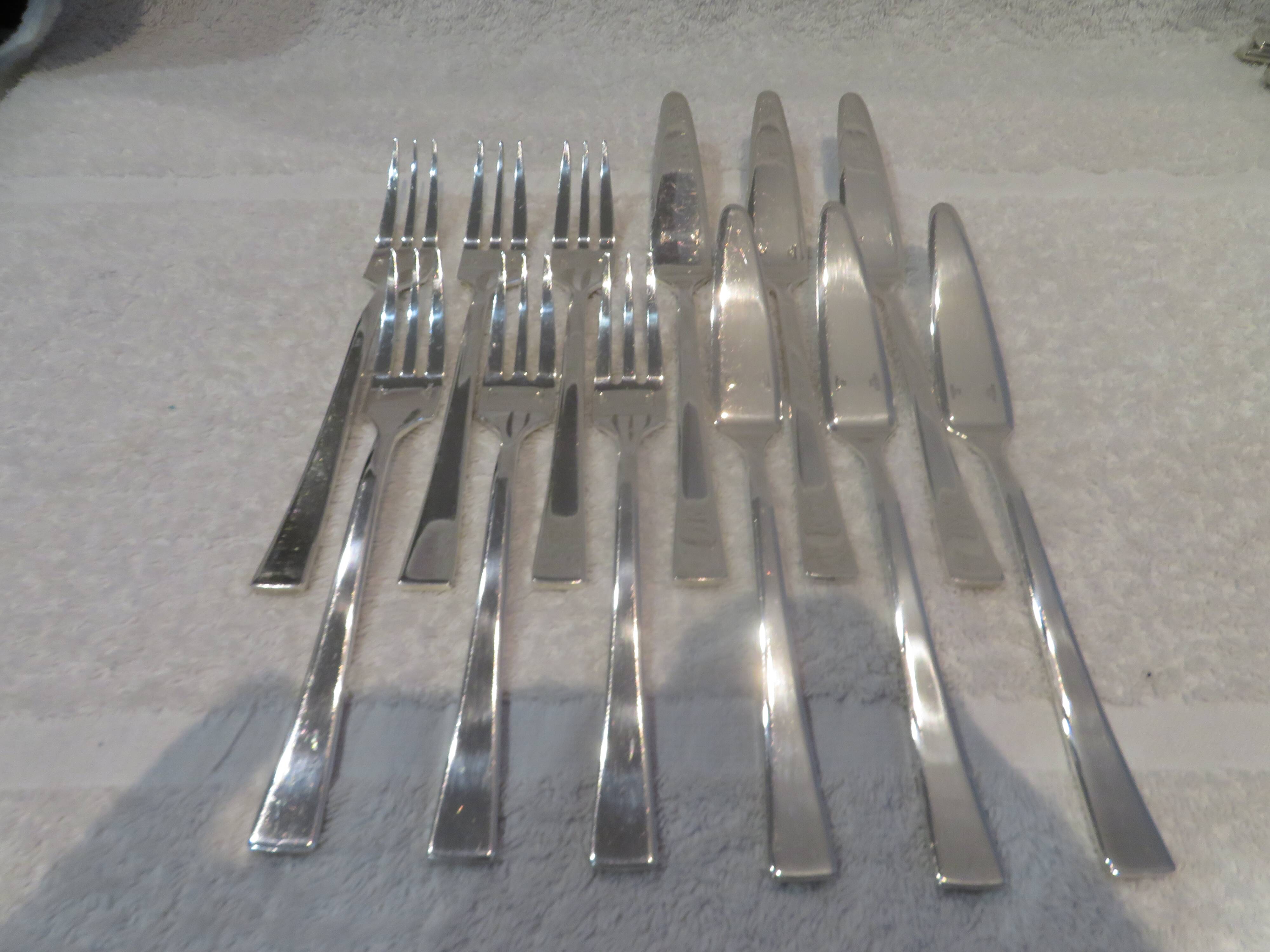 6 fish cutlery sets 12p silver plated metal goldsmith Christofle Concorde
