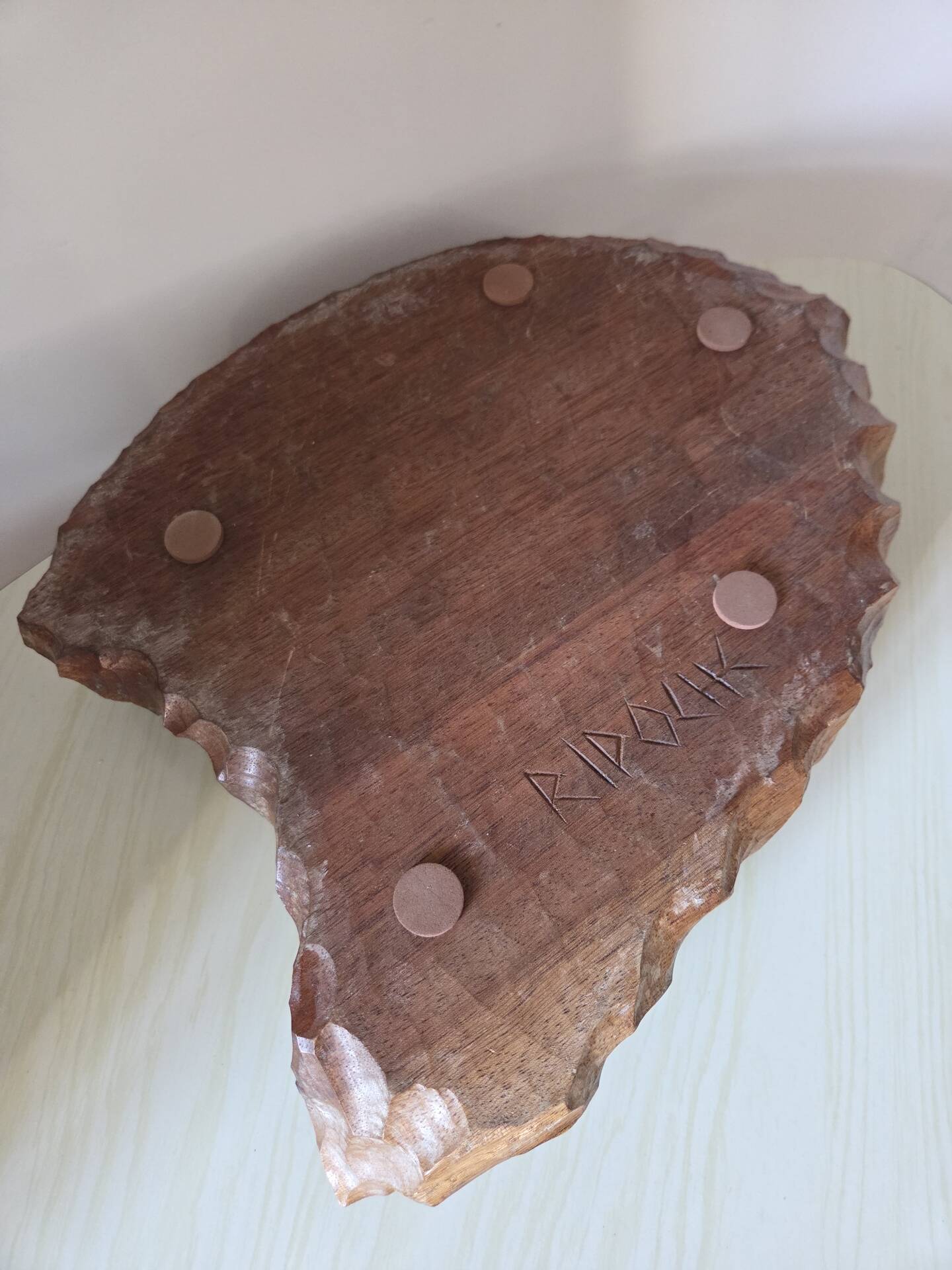 Large monoxyle carved wooden bowl