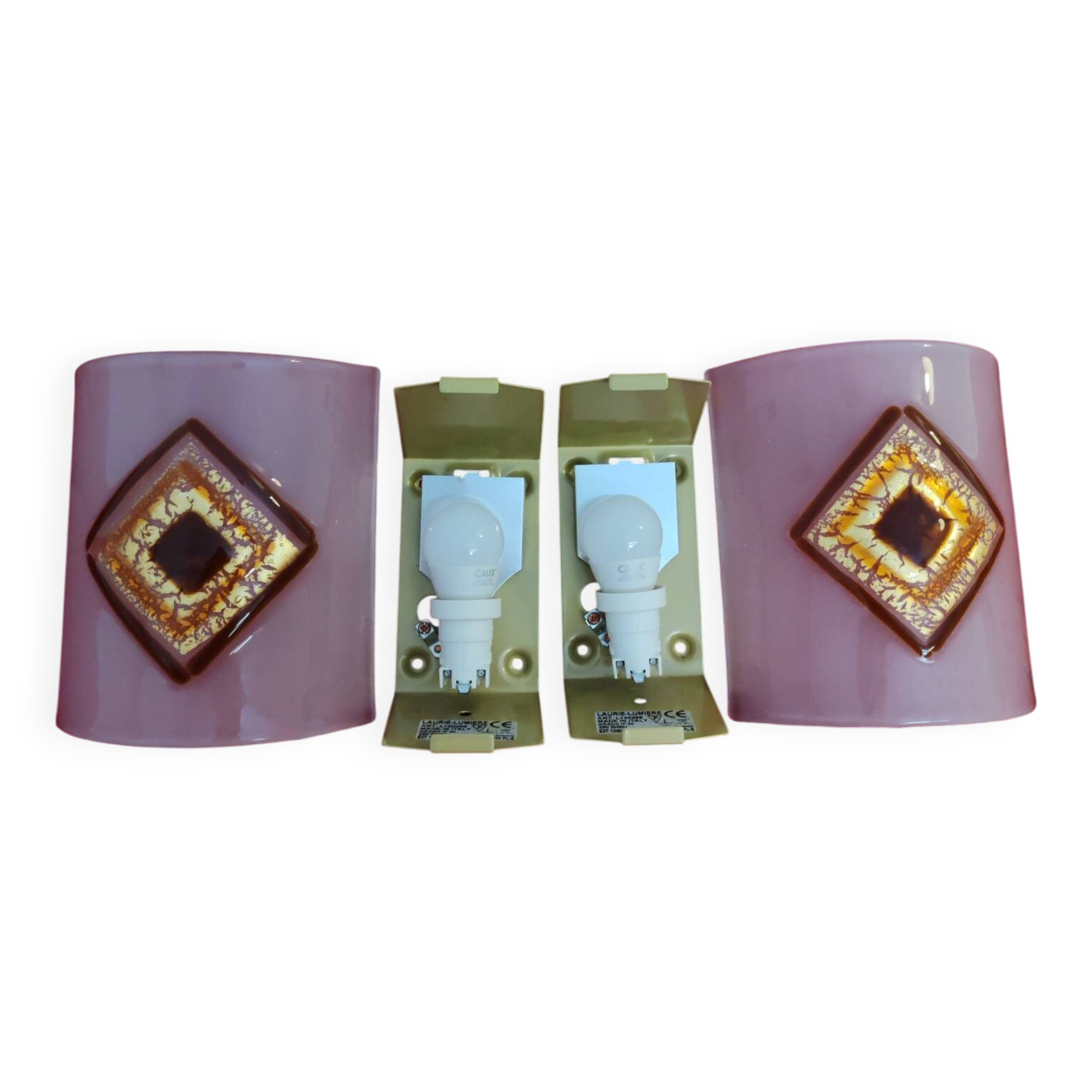 Murano wall lights gold/brown/orange