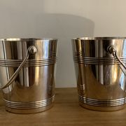 Pair of luc Lanel Christofle Gallia silver metal ice buckets 1940