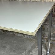 Vintage desk table 1975 in aluminum and melanin by albert rosselli for facomet