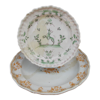 Faience midi moustiers 1 assiette 1 plat