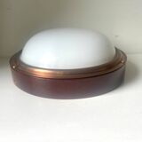 Vintage  wall or ceiling light in Mahogany & copper with  glass from a yacht