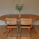 Table de repas en orme 2 rallonges pied central