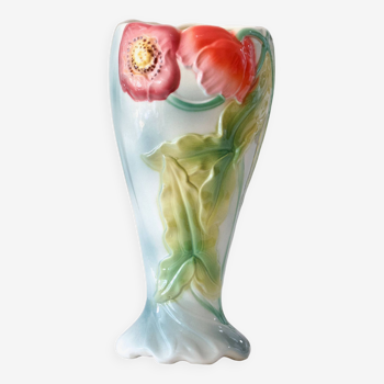 Large St Clément vase in Art Nouveau Anemones slip