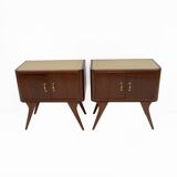 Pair of Mid-Century Modern Italian Walnut and Thuja Root Nightstands, 1950s