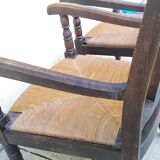 Pair of vintage straw seat armchairs from the 30s/40s.