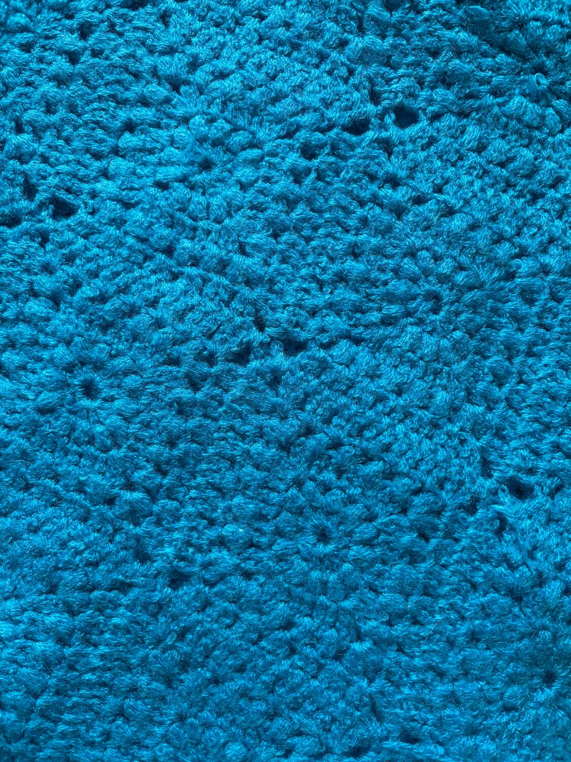 Vintage blue crochet granny blanket