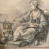 Dessin scène intérieure de 1933