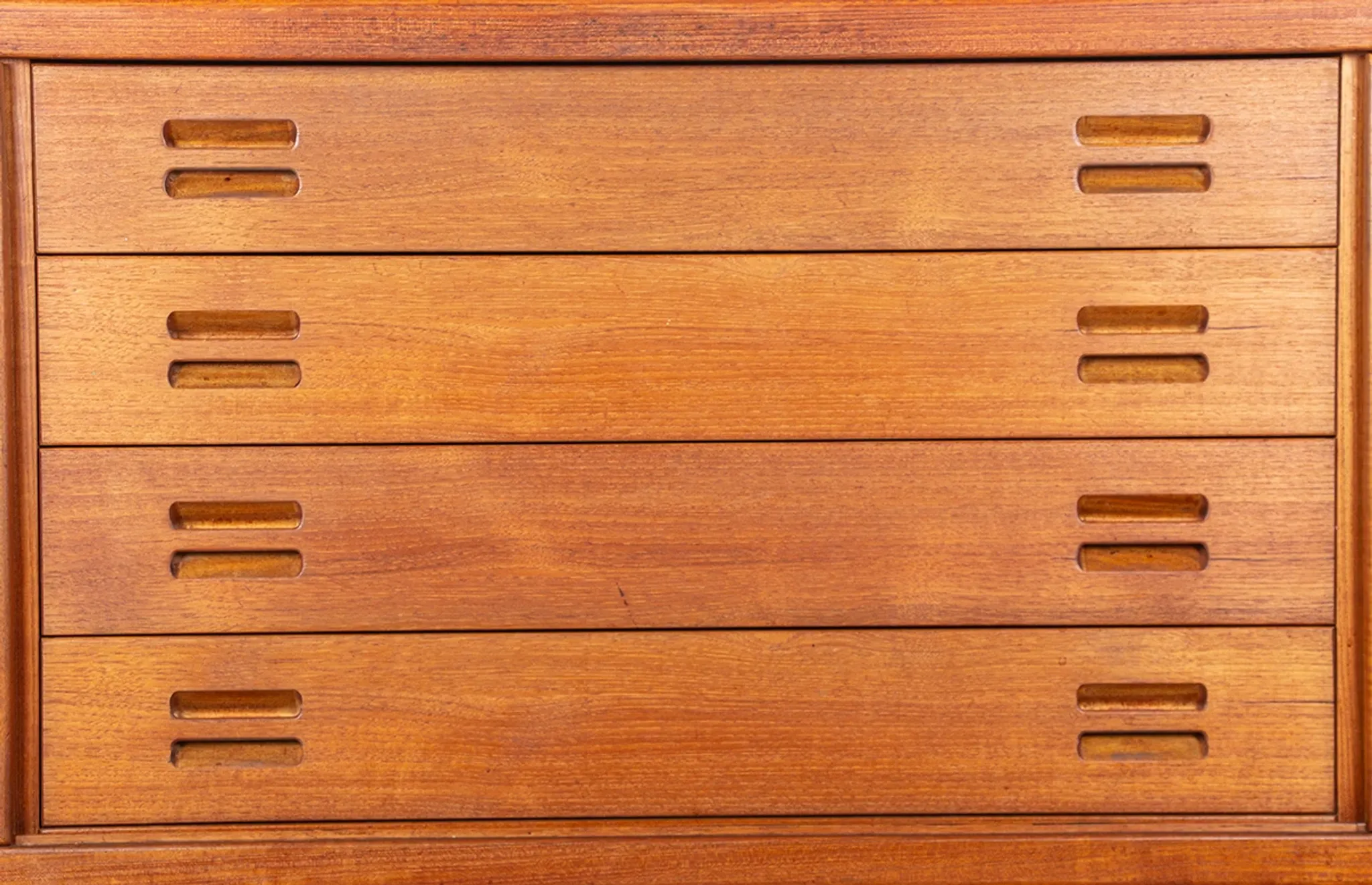 XL Danish sideboard in teak, oak and leatherette, 280 cm, by Nana Ditzel 1960.