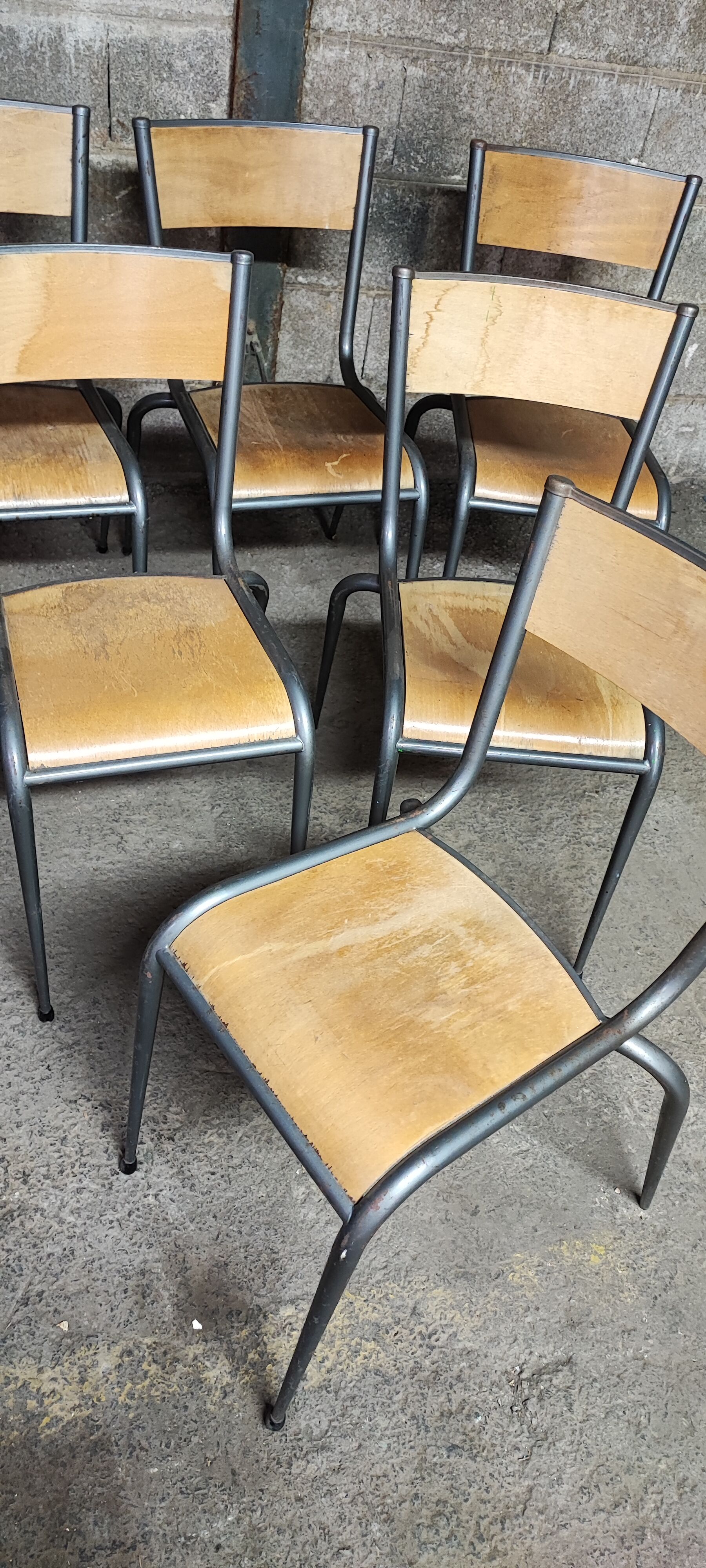 Six Mullca School Chairs 510 feet tapered