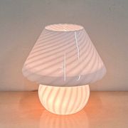Vintage white swirl glass mushroom lamp – Italian style opaline table lamp. 1970