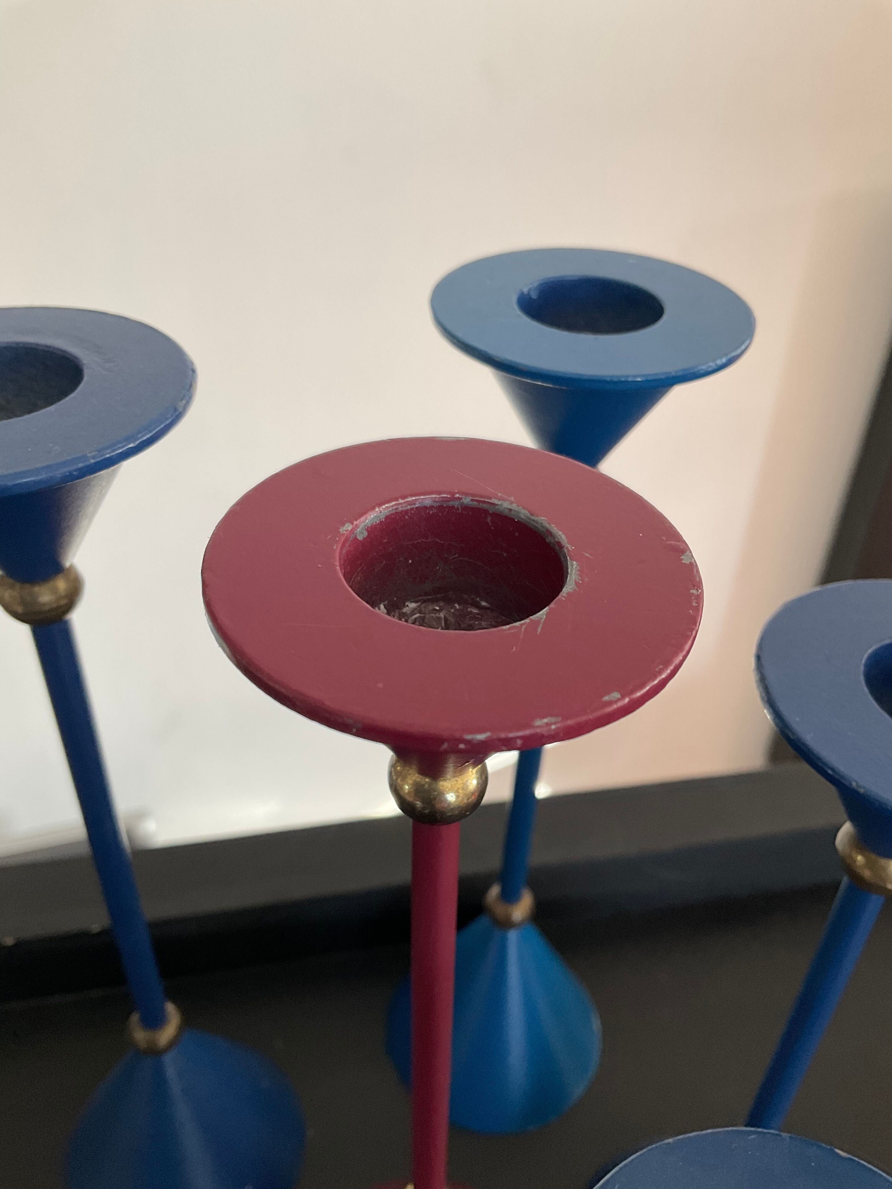Série de 5 bougeoirs vintage des années 80