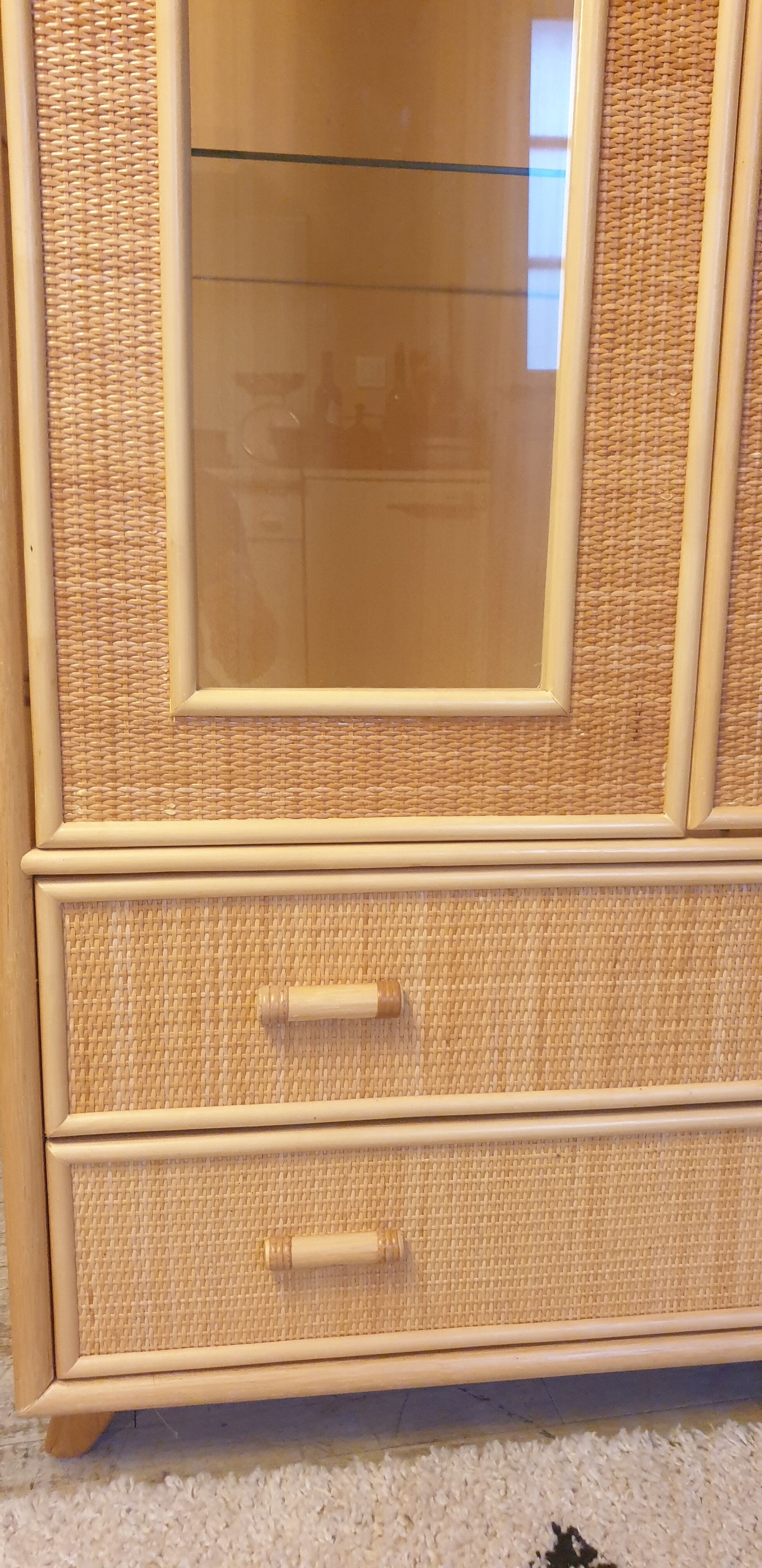 Rattan glass cabinet