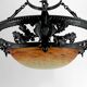 Wrought Iron and Glass Paste Pendant Light, Art Nouveau / Art Deco, Early 20th Century