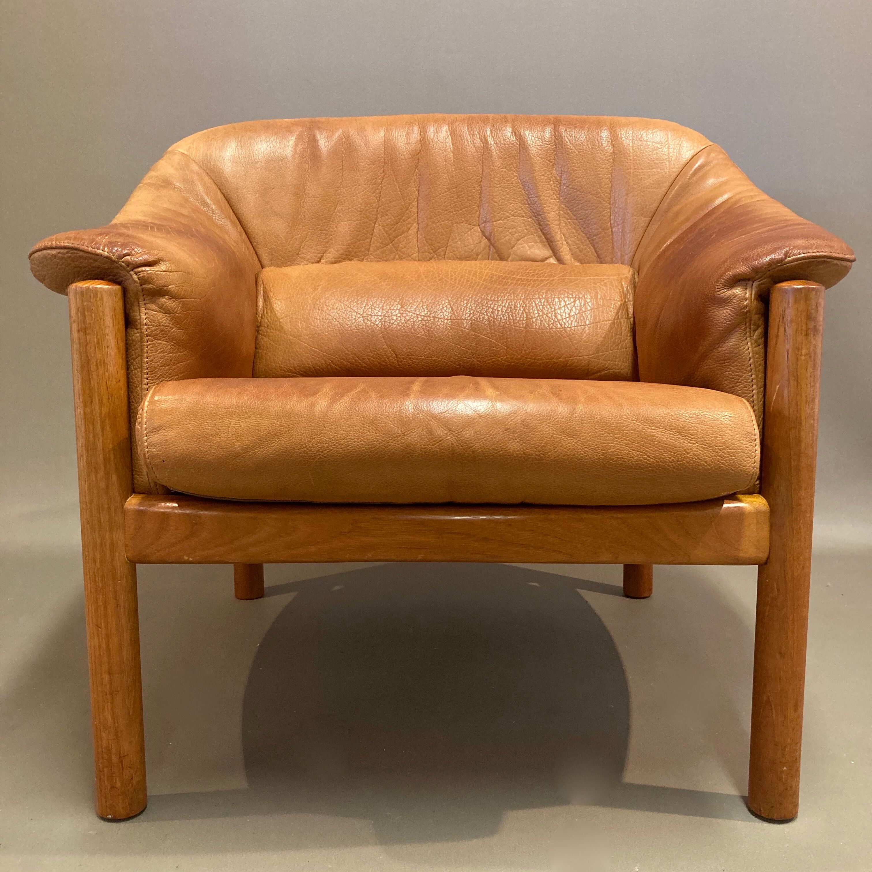 Scandinavian chair teak and leather design 1960
