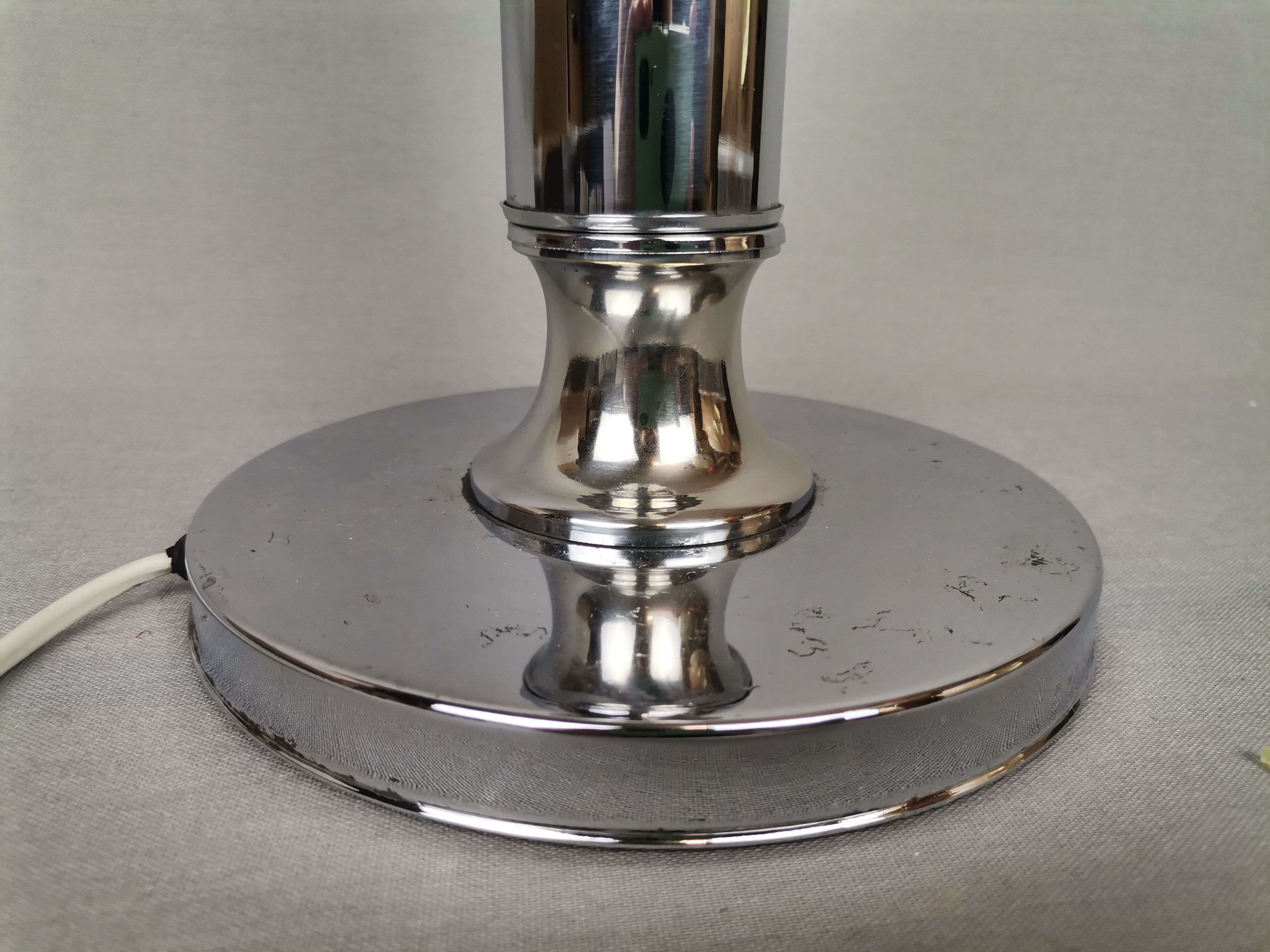Portuguese mid century modern clear glass chromed buffet table lamp 1970s