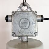 Large Industrial Enamel Factory Pendant Lamp with Glass Cover, 1960s