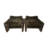 2 Maralunga chairs by Vico Magistretti for Cassina Italy