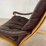 Vintage mid-century scandinavian brown leather lounge chair by ingmar relli