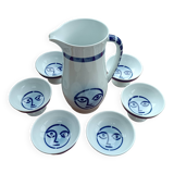 Wine service 6 cups + sargadelos sided pitcher