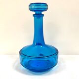 Vintage turquoise blue glass vase/decanter