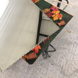 Table basse en fer forgé plateau miroir et verre Vintage