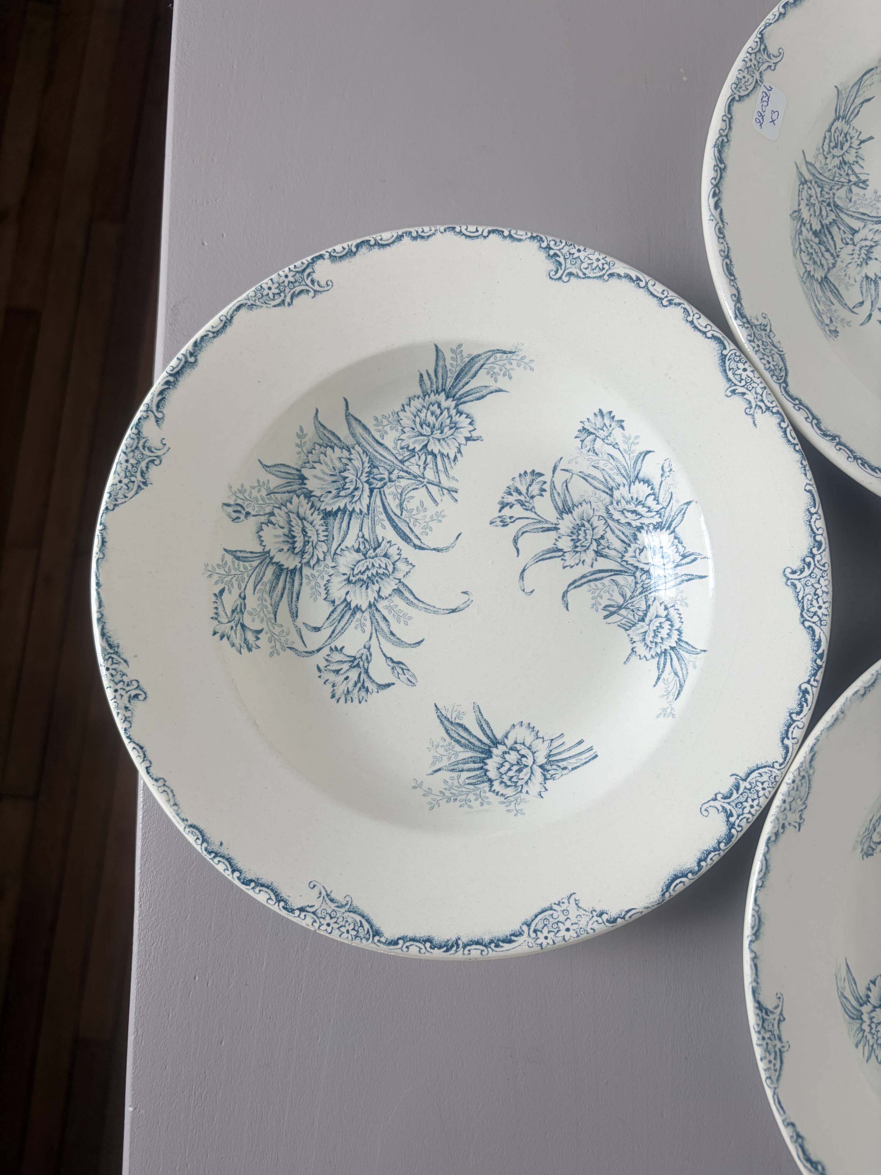 3 vintage deep plates in ironstone by L&G model Oeillets 220524
