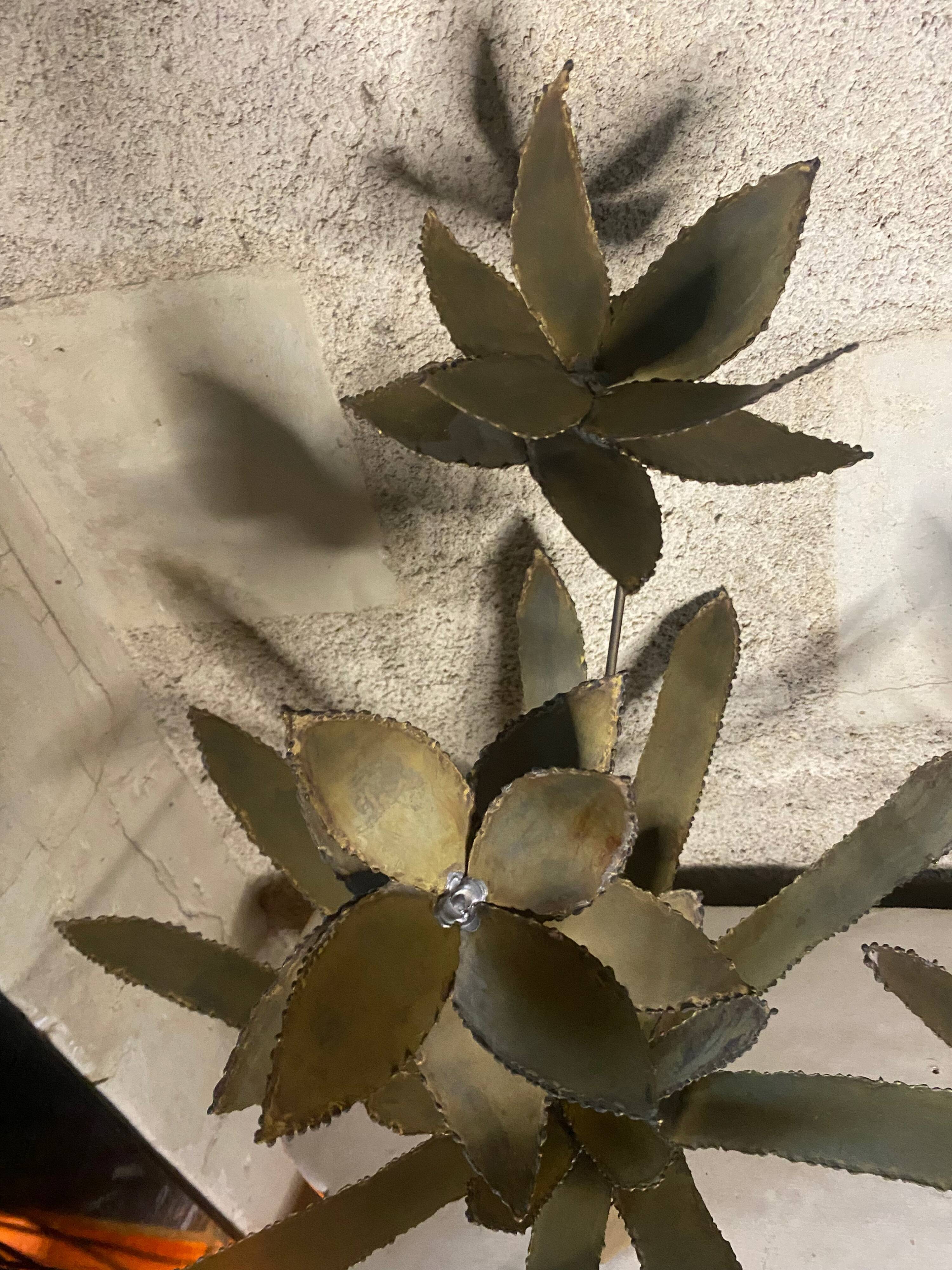 Pair of brass flower bouquets 1970