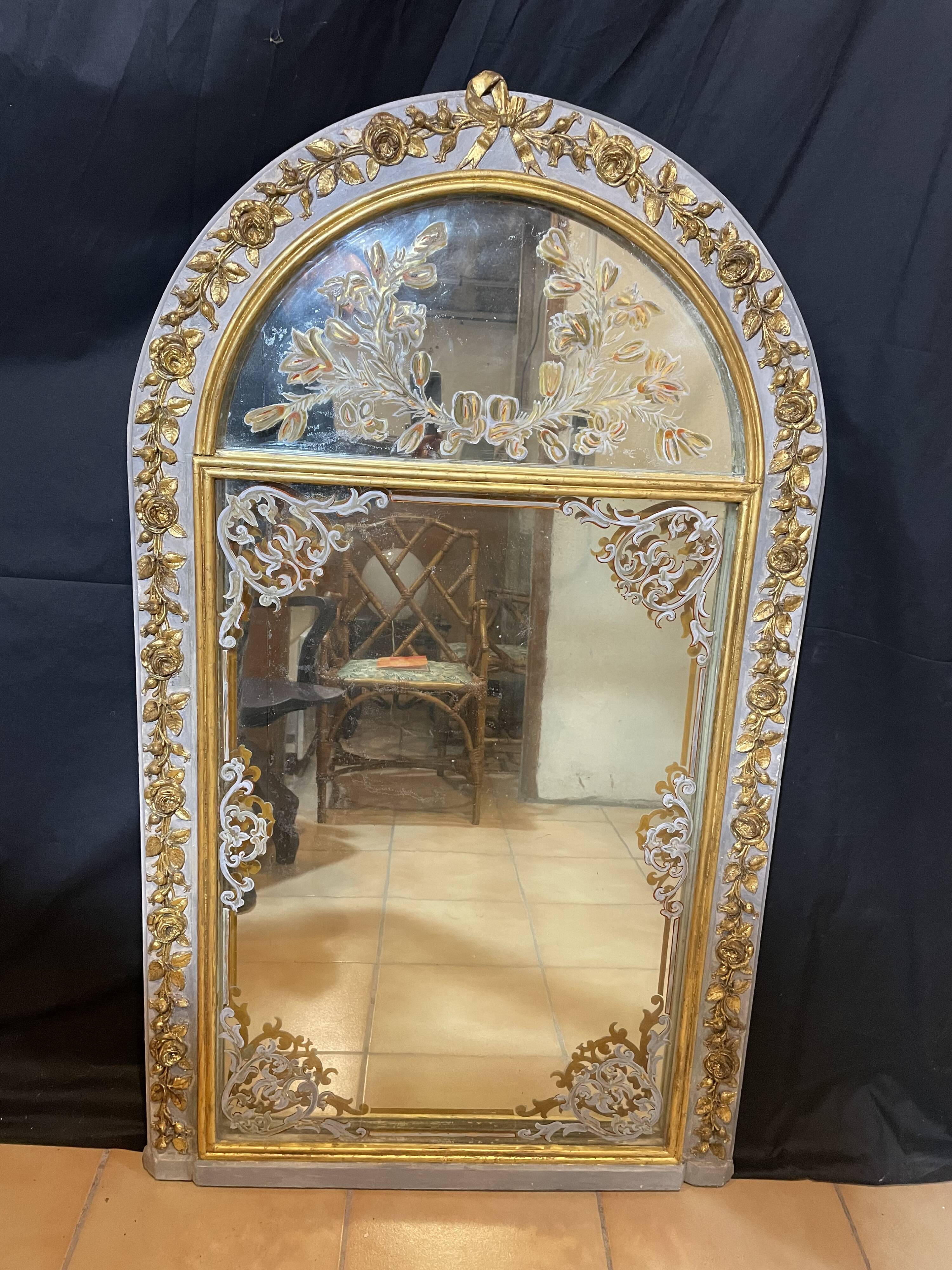 19th century woodwork mirror 82x140cm