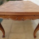 Italian-style table and its two removable extensions in solid walnut wood