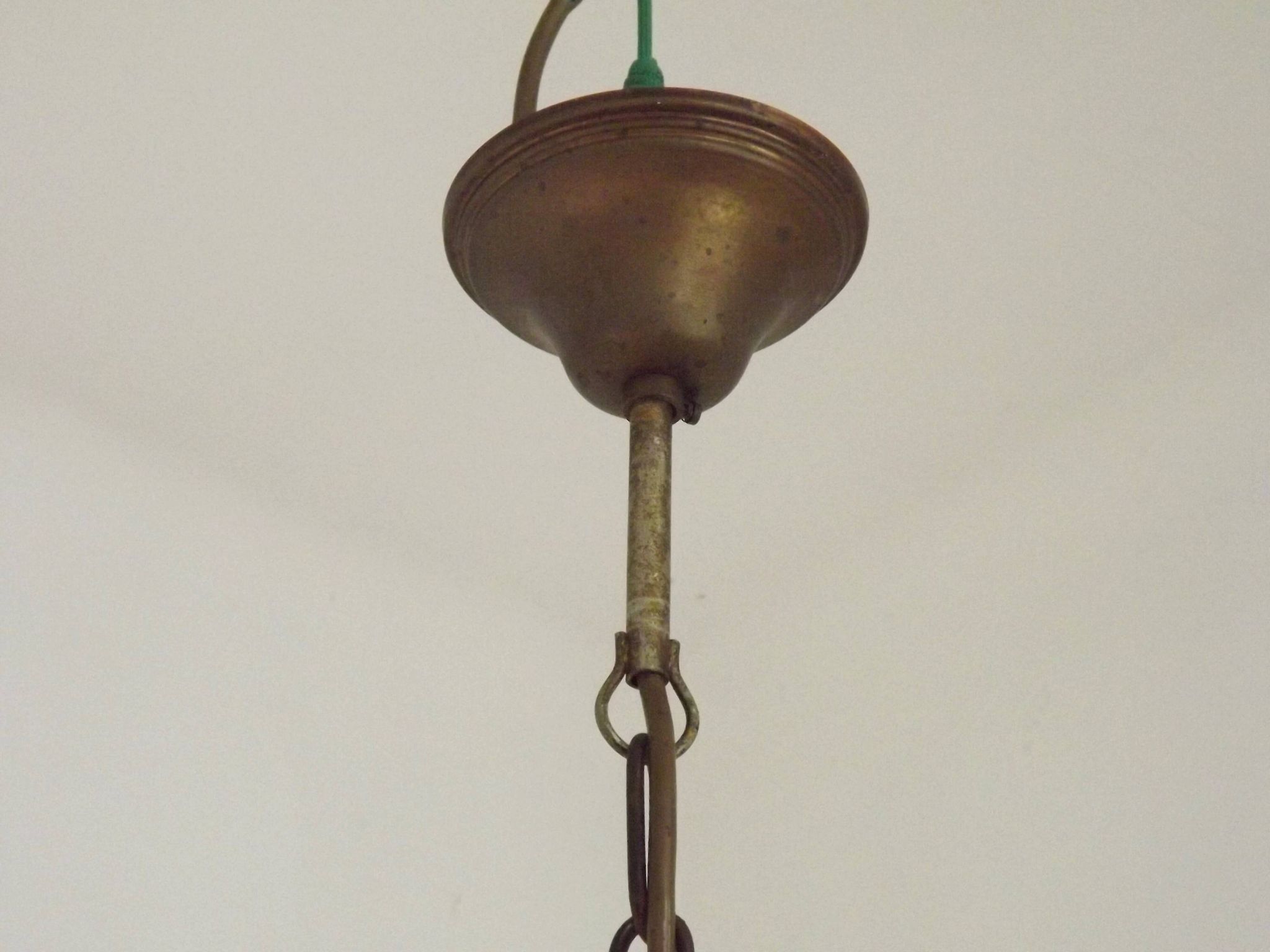 French Vintage 5 Light Mid Century Chandelier in Wood, Bronze and Metal 5525