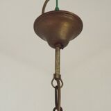 French Vintage 5 Light Mid Century Chandelier in Wood, Bronze and Metal 5525