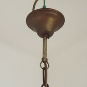 French Vintage 5 Light Mid Century Chandelier in Wood, Bronze and Metal 5525