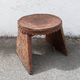 Wood and leather stool, handcrafted African art.