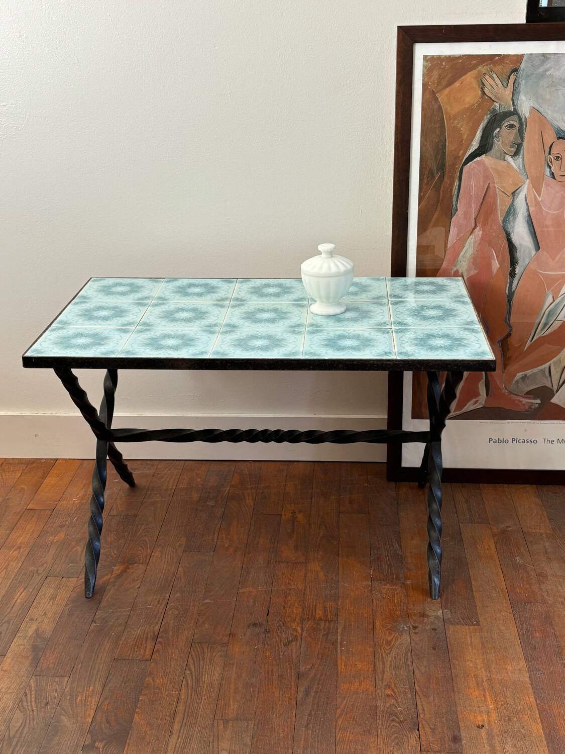 Table basse fer forgé et céramique