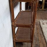 Vintage rattan bamboo wicker bookshelf