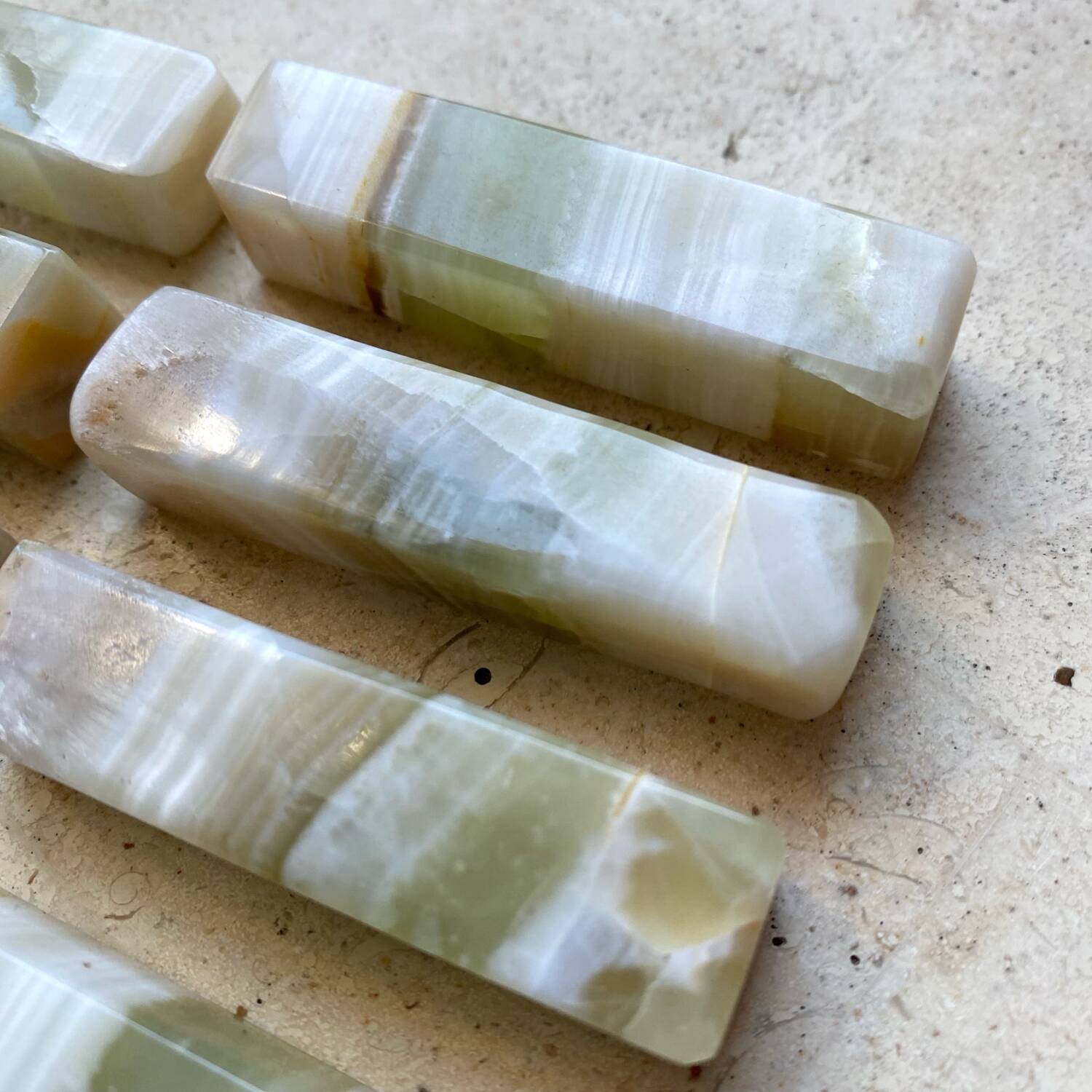 Minimalist knife rests in natural stone