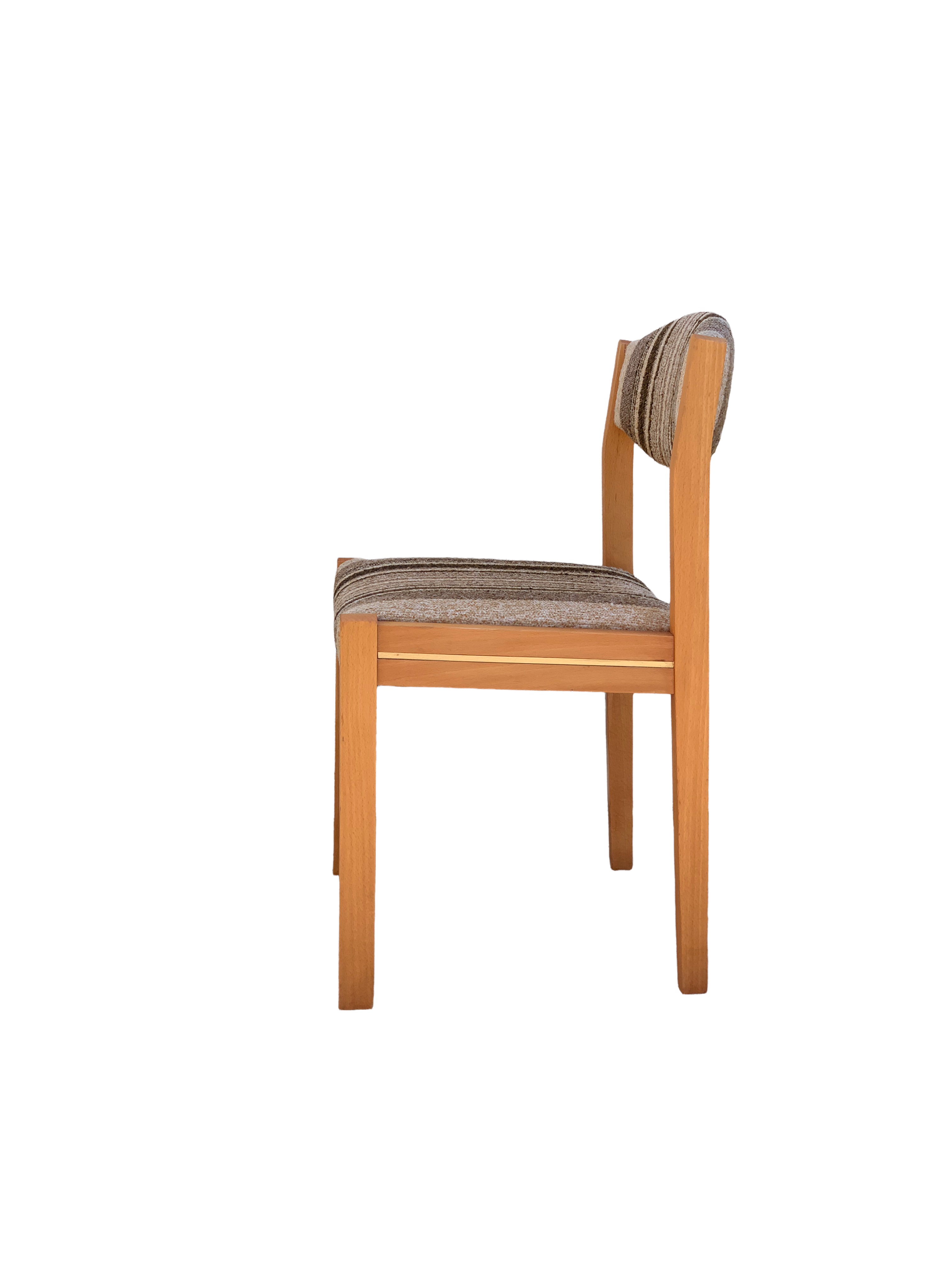 Suite of 4 chairs self beech brass and wool 1960