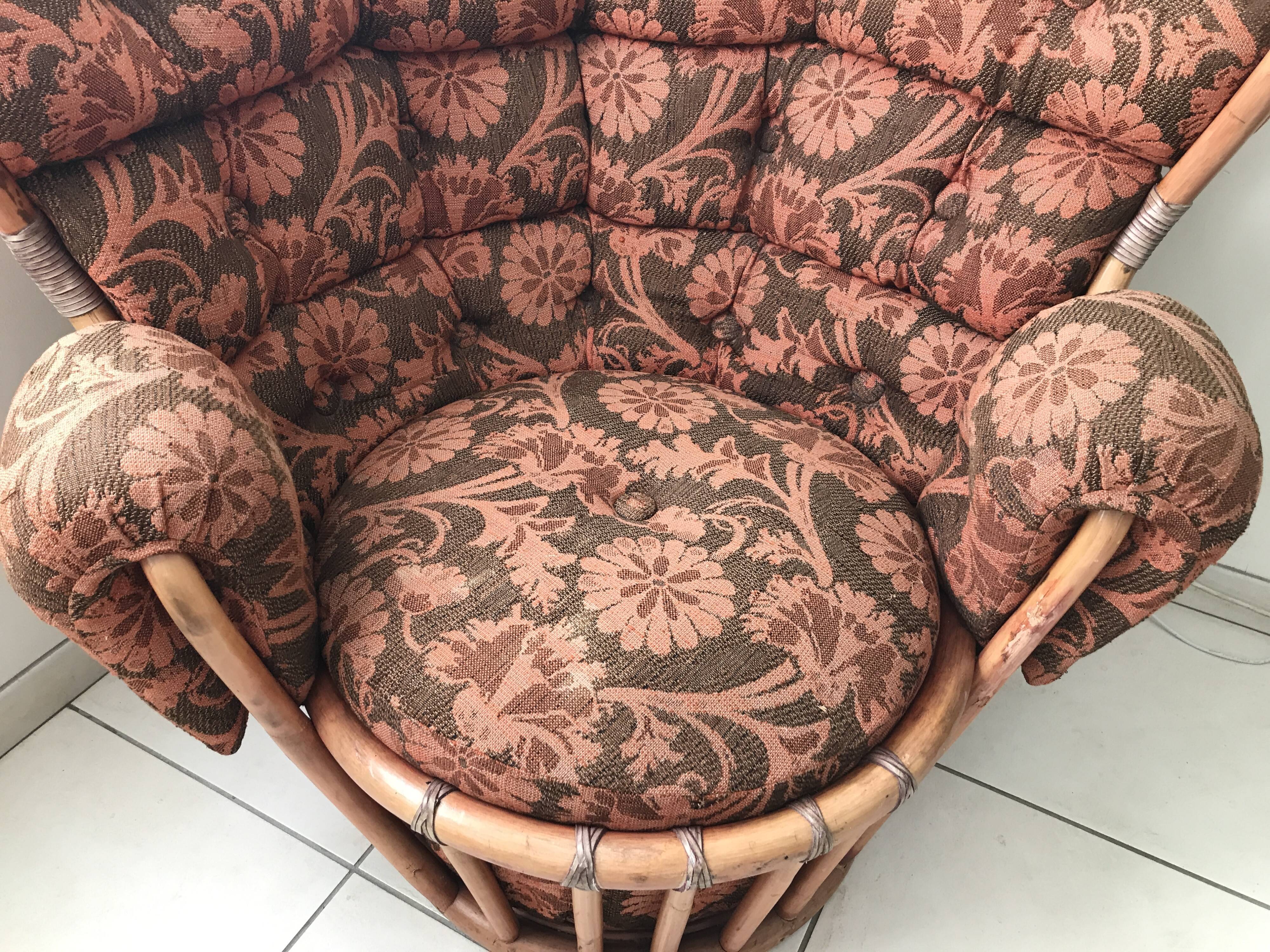 Vintage wicker rattan chair, 60s-70s