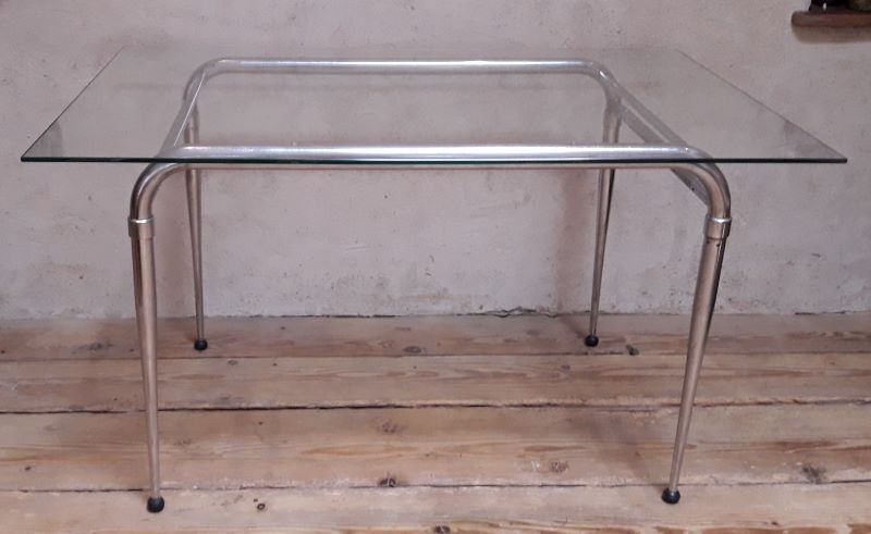 Desk table 120x76cm chrome metal and glass