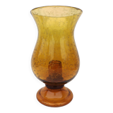 Biot tealight candle holder in blown, bubbled amber glass