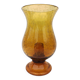 Biot tealight candle holder in blown, bubbled amber glass