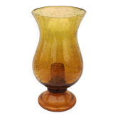 Biot tealight candle holder in blown, bubbled amber glass
