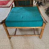 Duo of cane and rattan poufs